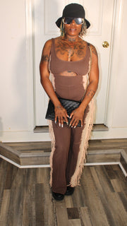 Chocolate Swirl Fringe Jumpsuit