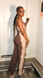 Chocolate Swirl Fringe Jumpsuit