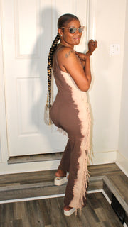 Chocolate Swirl Fringe Jumpsuit