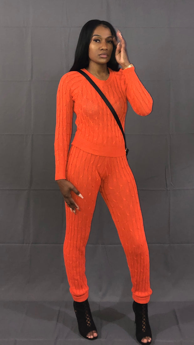 Comfy Sweater Set-Orange/Peach Soda - VeA Posh 