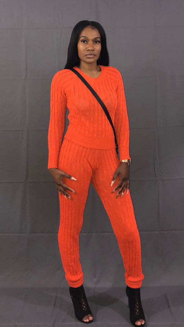 Comfy Sweater Set-Orange/Peach Soda - VeA Posh 