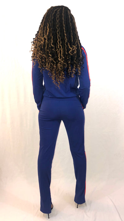 Tres Colors Stripe TrackSuit- Blue - VeA Posh 