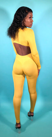 Bodied Jumpsuit-Blk/Honey Yellow - VeA Posh 