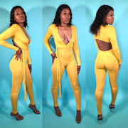 Bodied Jumpsuit-Blk/Honey Yellow - VeA Posh 