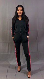 Quad Colors Stripe Tracksuit-Black - VeA Posh 