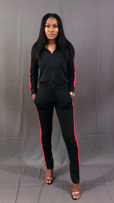 Quad Colors Stripe Tracksuit-Black - VeA Posh 