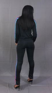 Quad Colors Stripe Tracksuit-Black - VeA Posh 